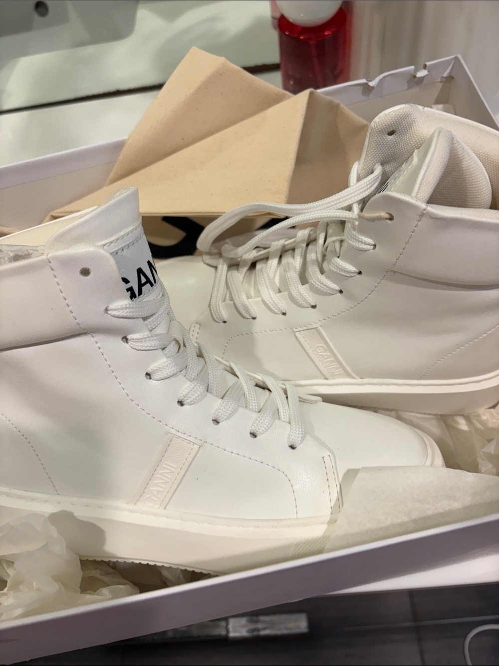 Ganni White High-Top women's Sneakers - Clean Casual Style